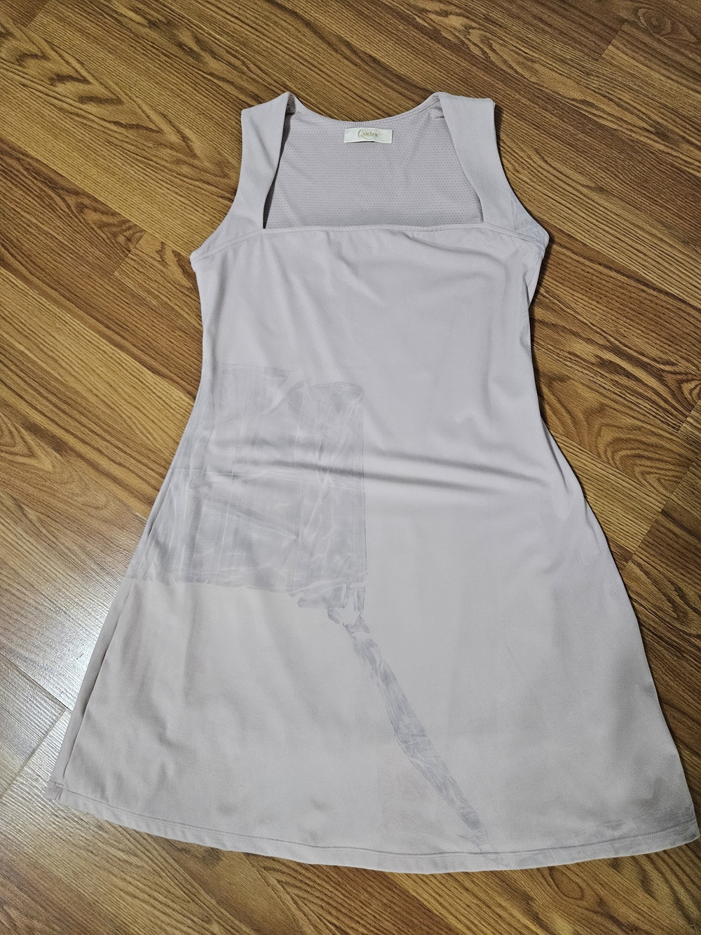 Qinsen Light Lavender Perforated Tank Dress